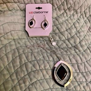 Liz Claiborne Necklace and Earrings Set Silver